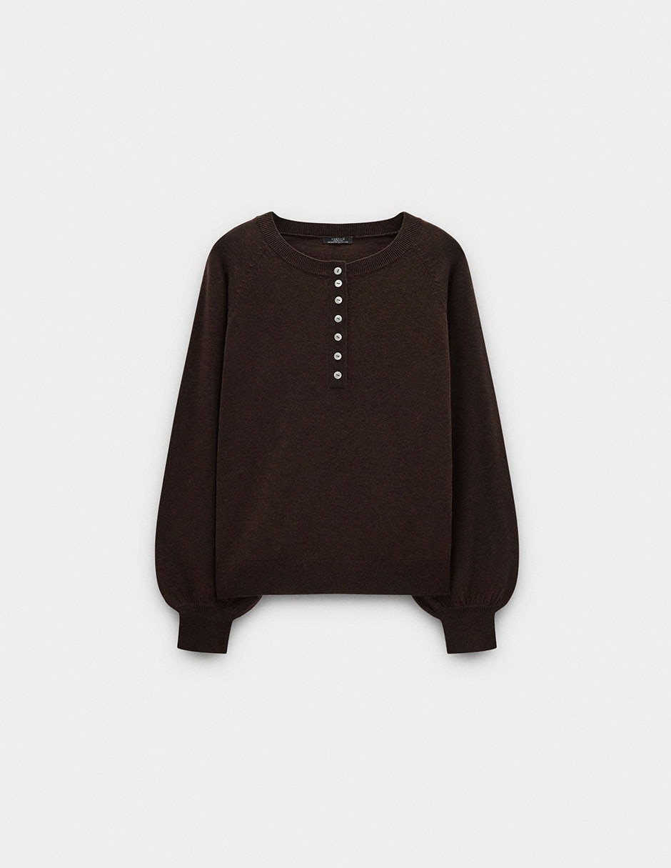Suéter cuello henley para mujer 5