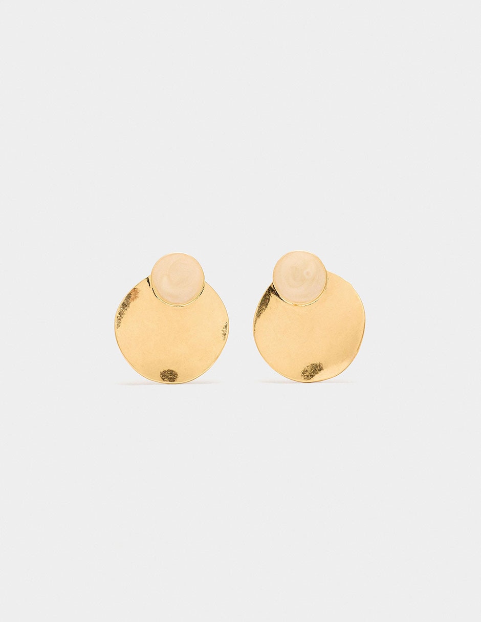 Aretes Golden Basics Extra con acabado liso perla
