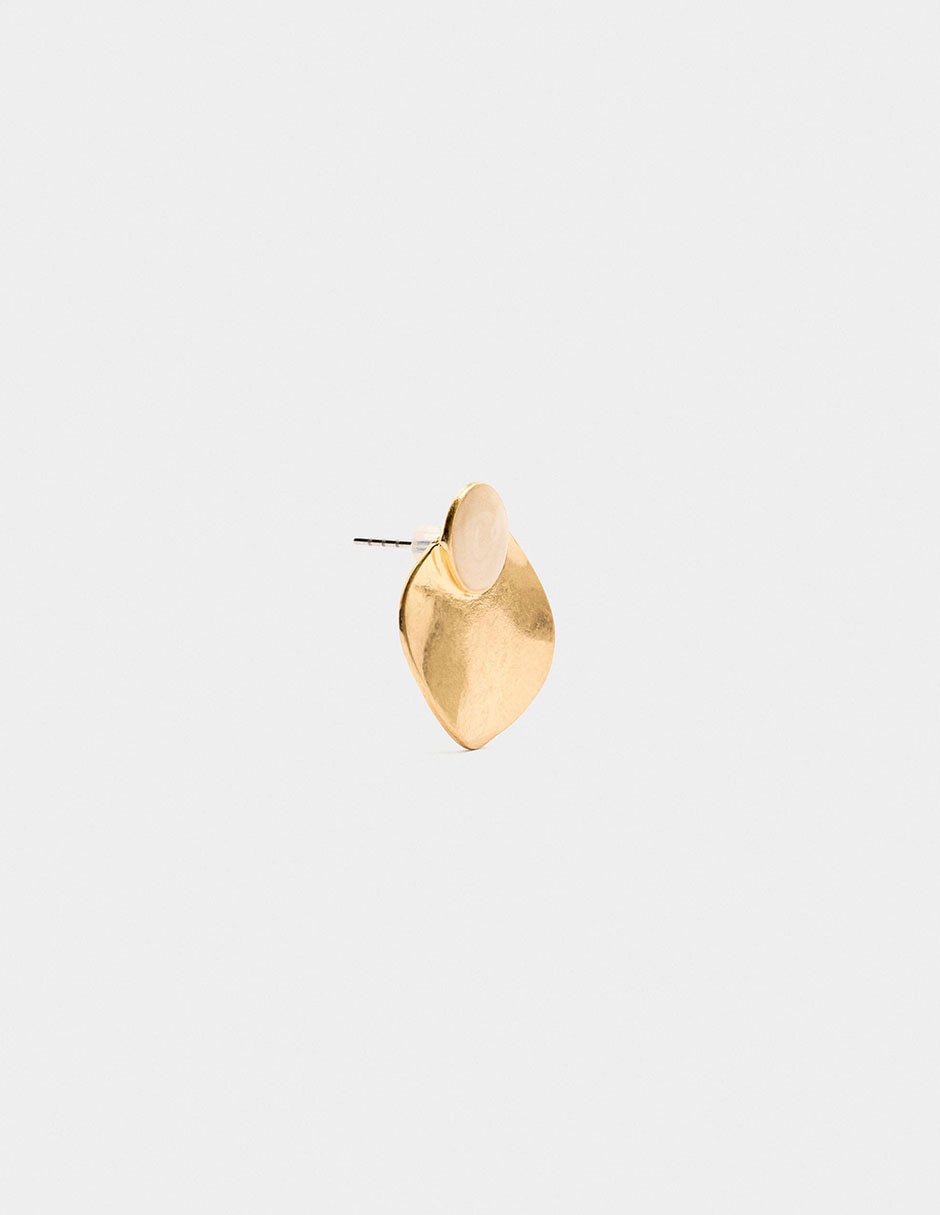 Aretes Golden Basics Extra con acabado liso perla 2