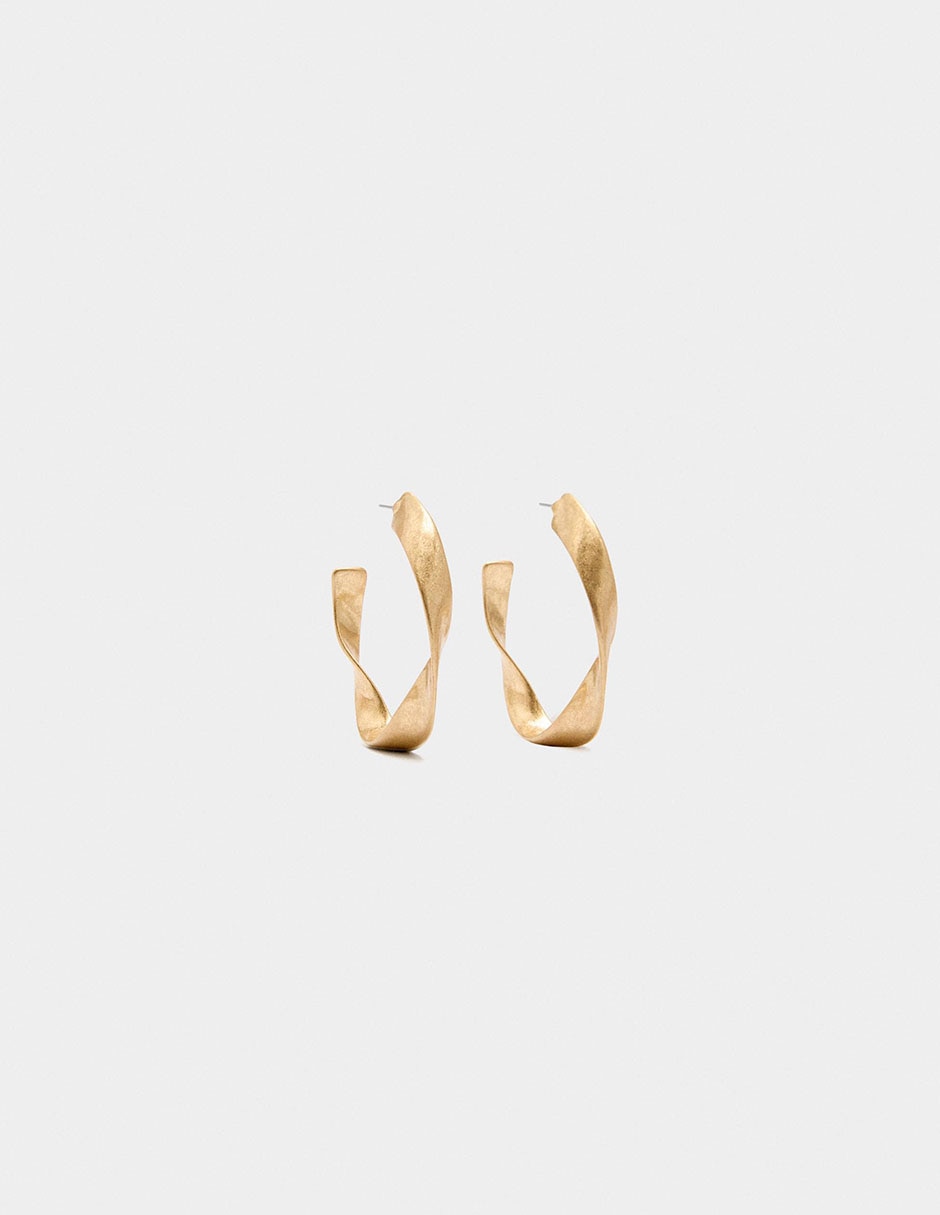 Aretes Golden Basics con acabado liso perla
