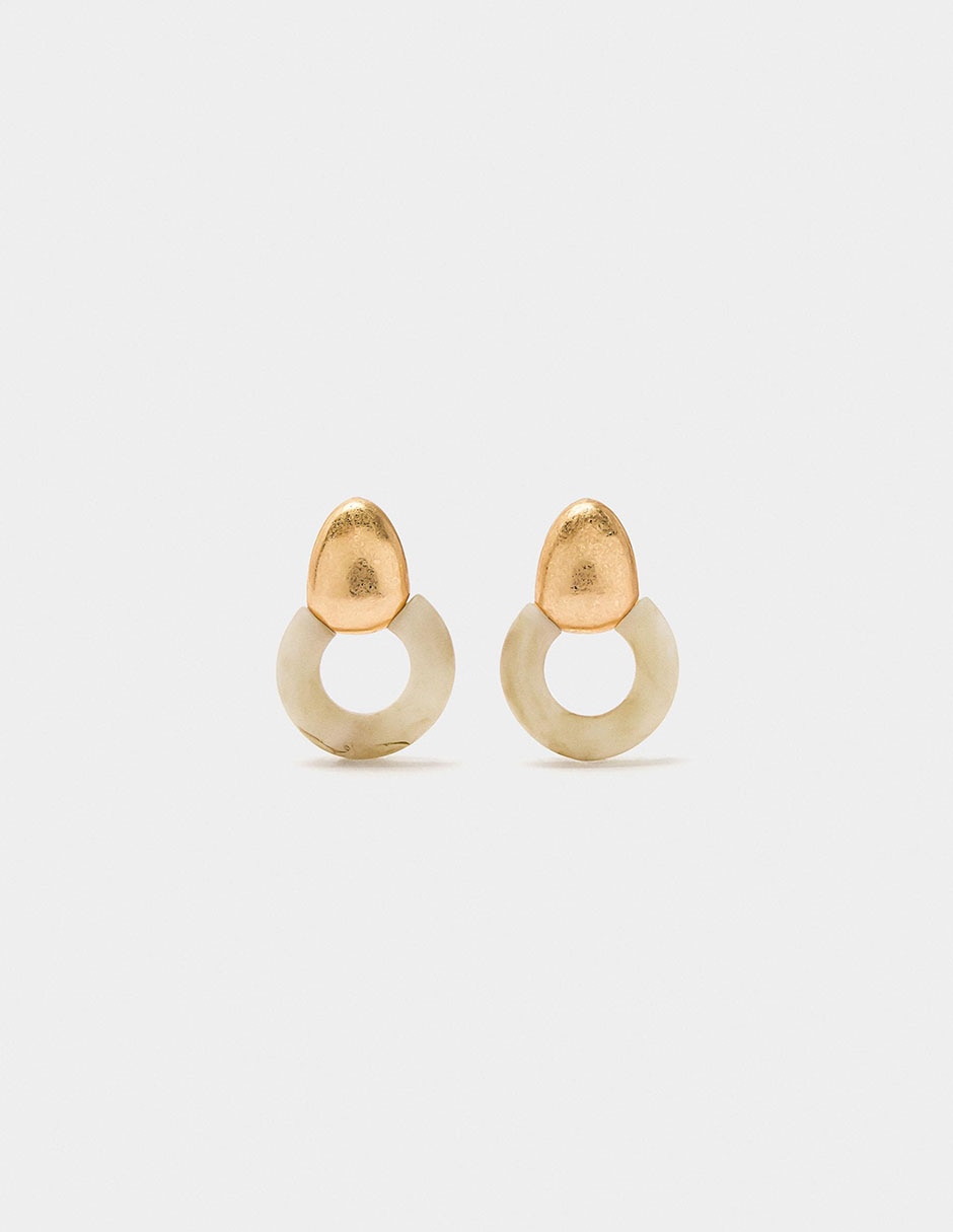 Aretes Golden Basics Extra con acabado liso perla