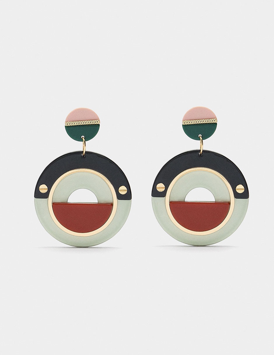 Aretes Funky Harmony con acabado liso perla