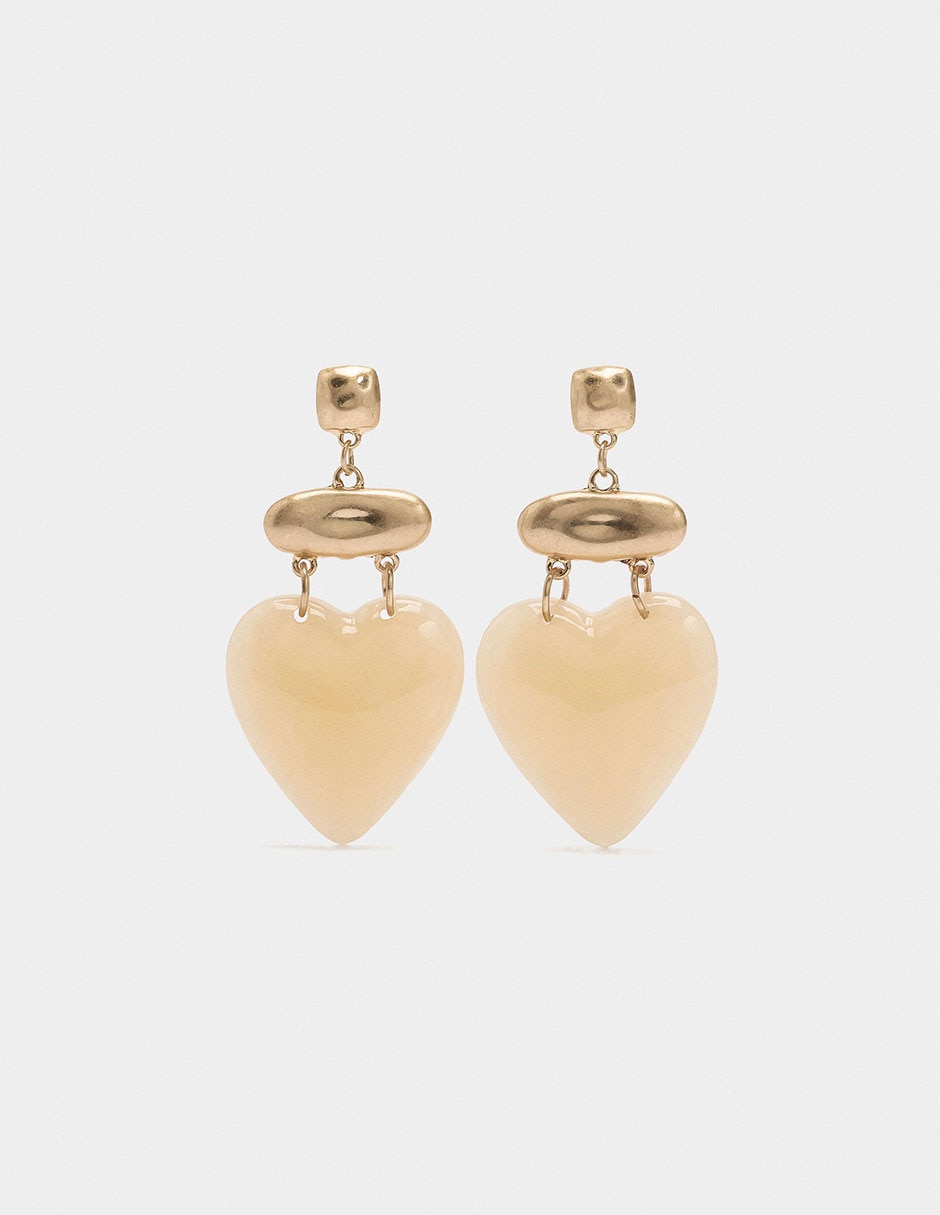 Aretes Golden Basics Extra con acabado liso perla