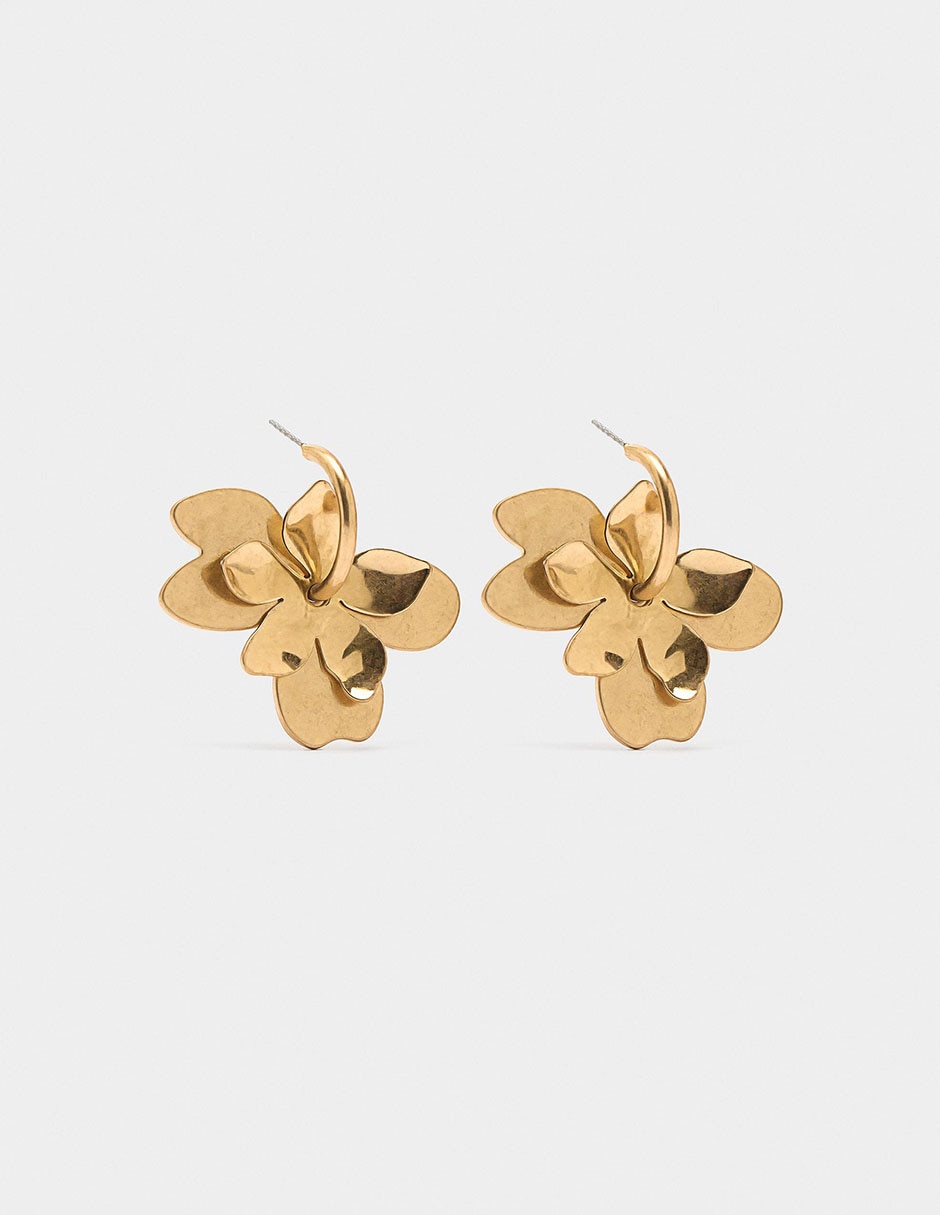Aretes Golden Basics con acabado liso perla
