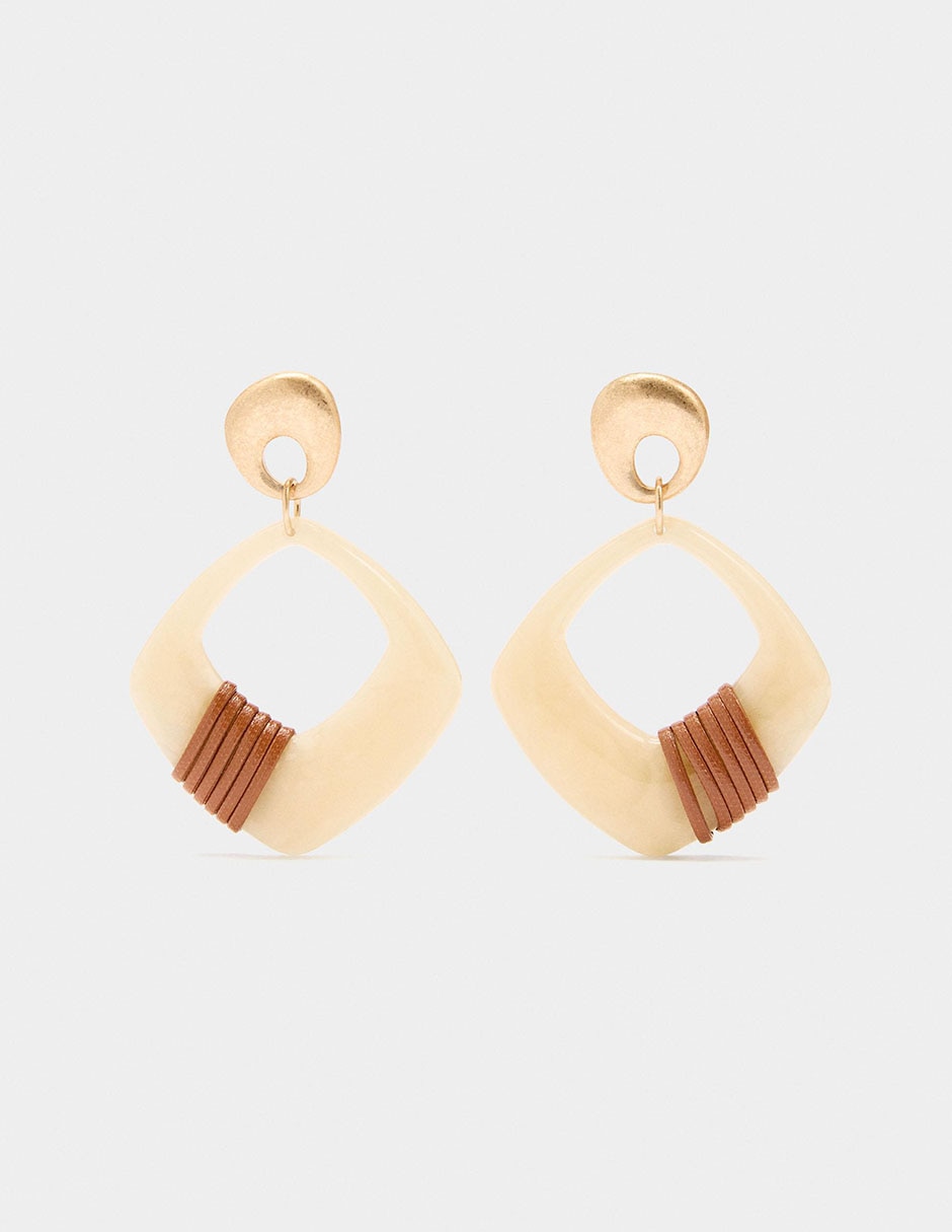 Aretes Golden Basics Extra con acabado liso perla