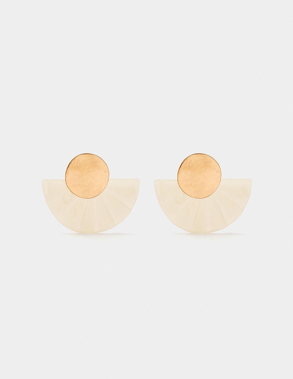 Aretes Golden Basics Extra con acabado liso perla
