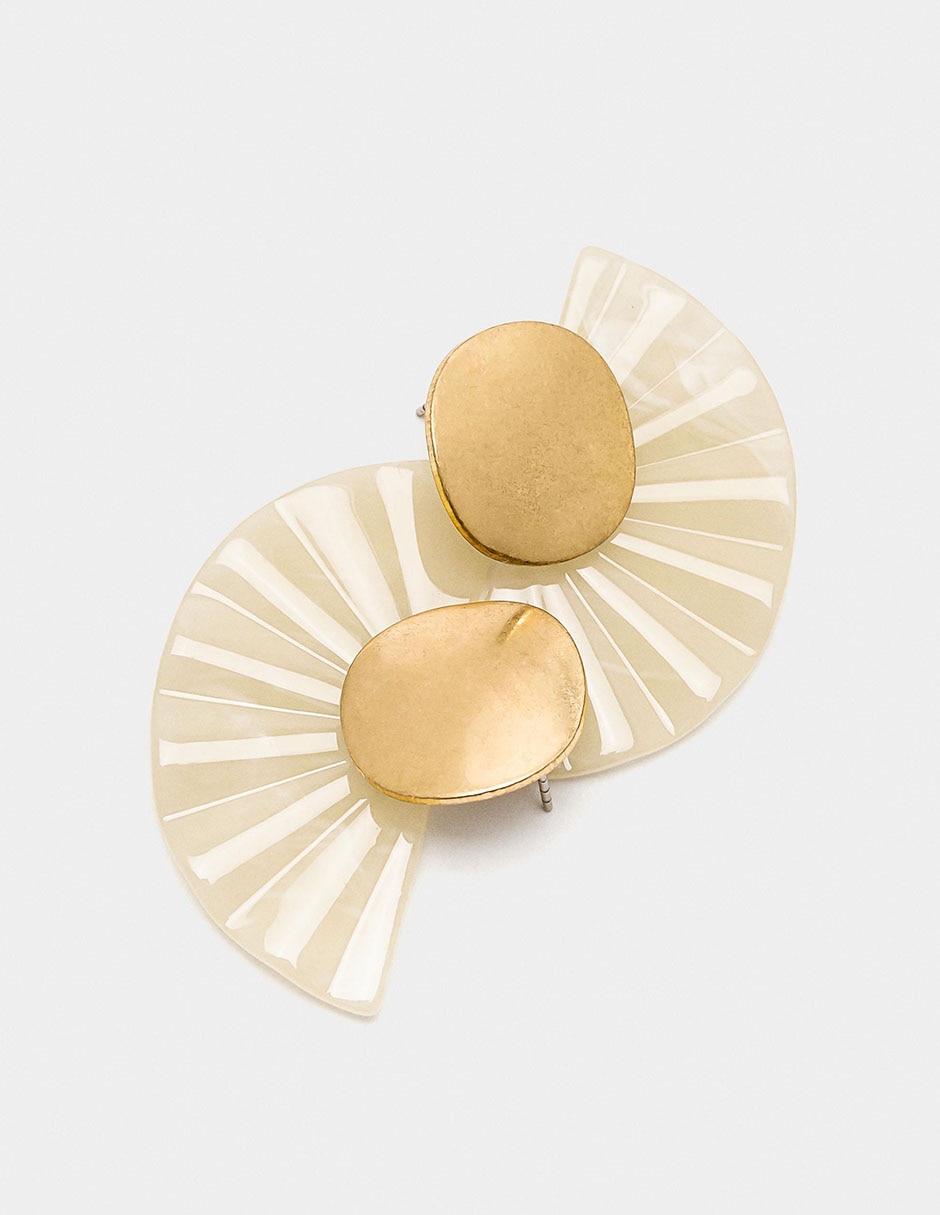 Aretes Golden Basics Extra con acabado liso perla 2