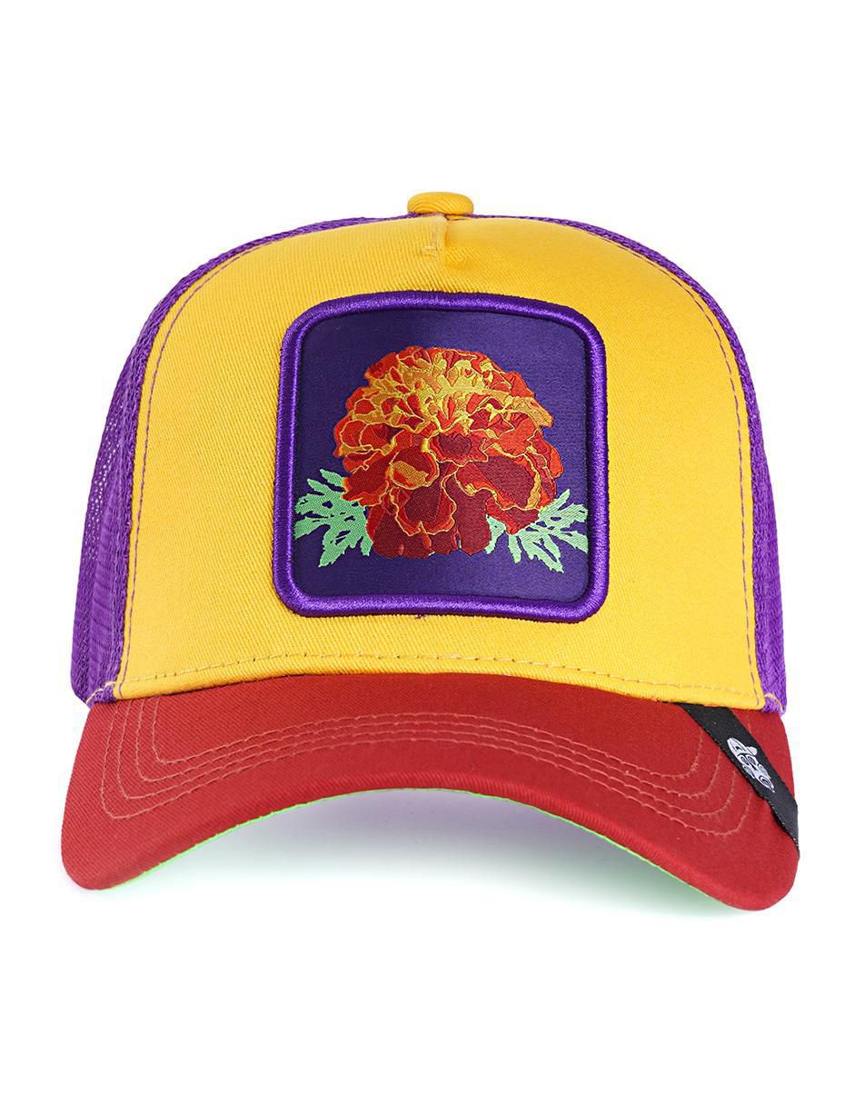 Gorra visera curva broche casual flor de cempasúchil unisex