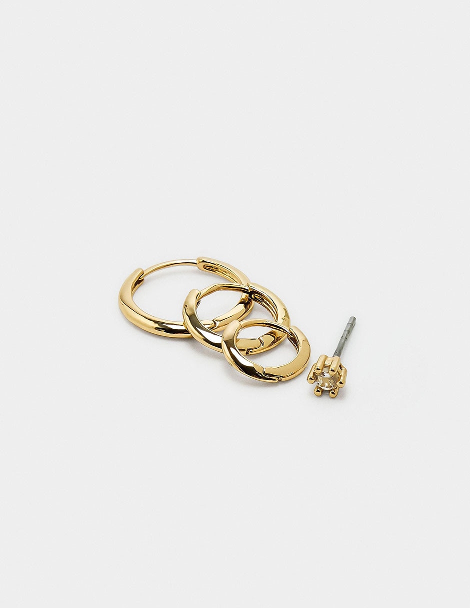 Set de aretes Golden Delicates con acabado liso 2