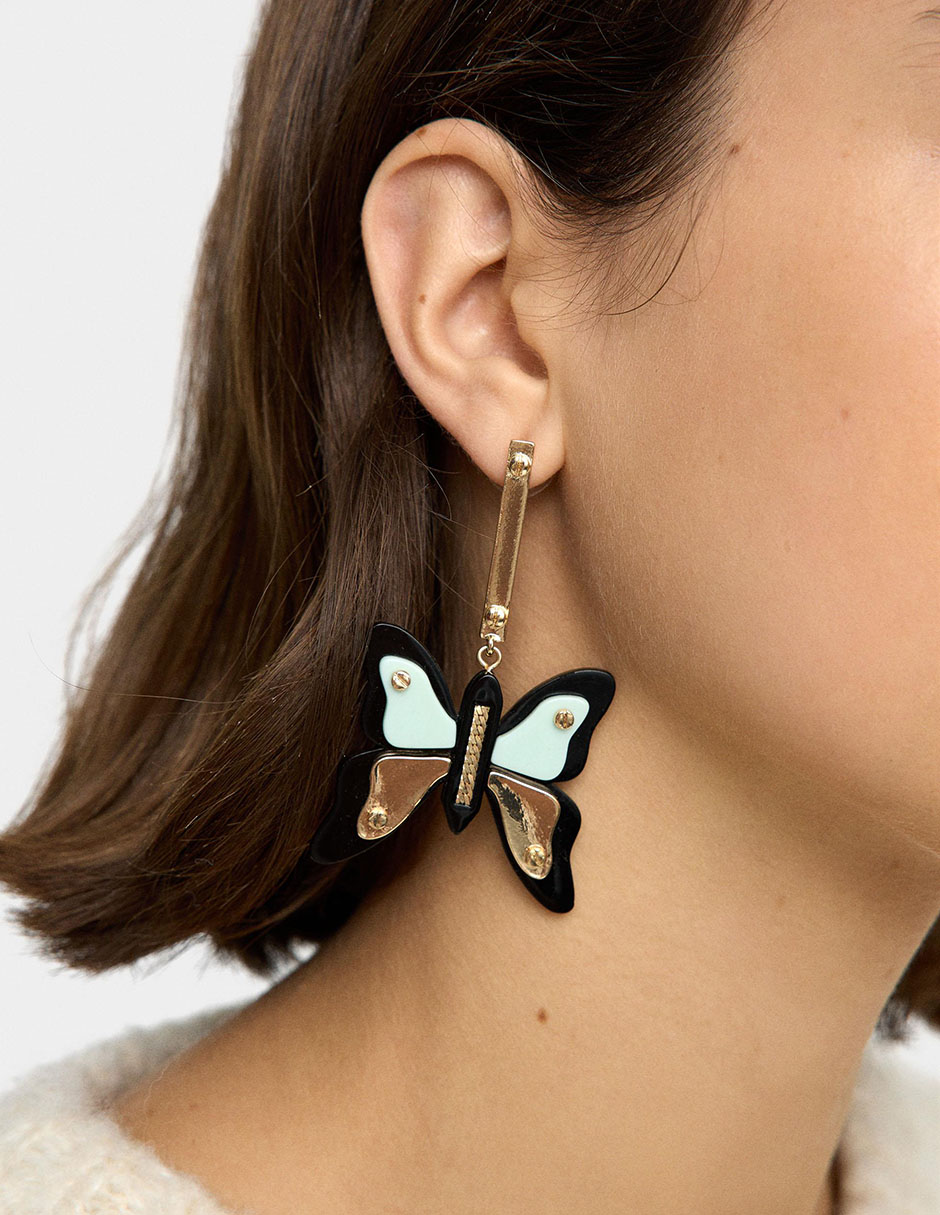 Aretes largos mariposa Funky Harmony con acabado brillante 2