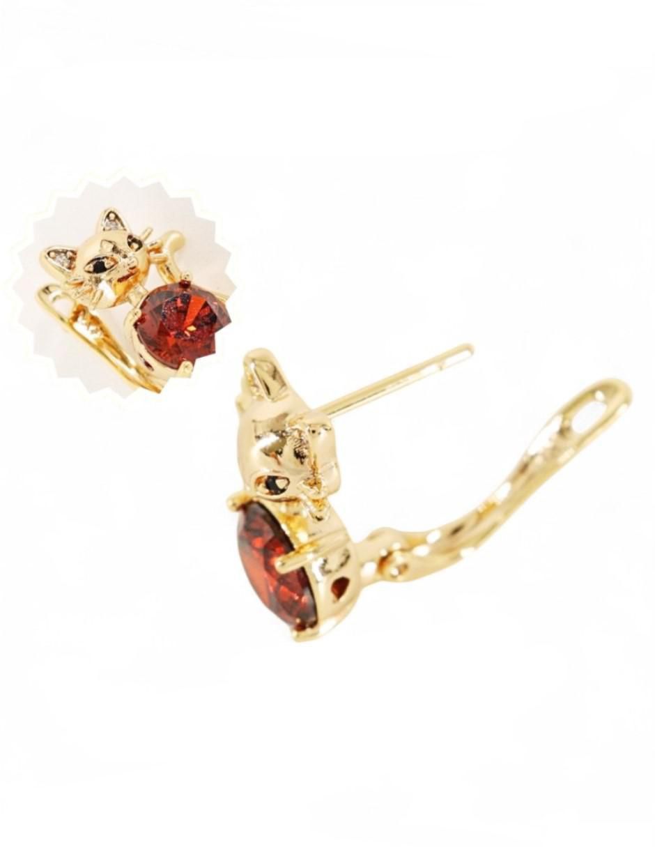 Corto "de (si aplica)" gato no aplica cm-top aretes cortos "de" oro laminado 18 k "con acabado" brillante zirconia
