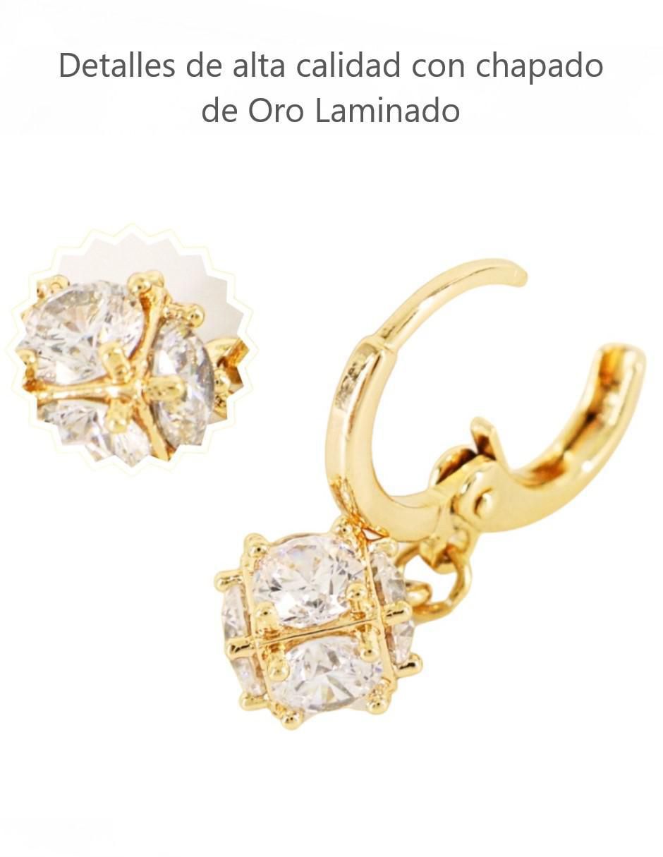 Aretes cortos 18 k con acabado chapa de oro zirconia 2