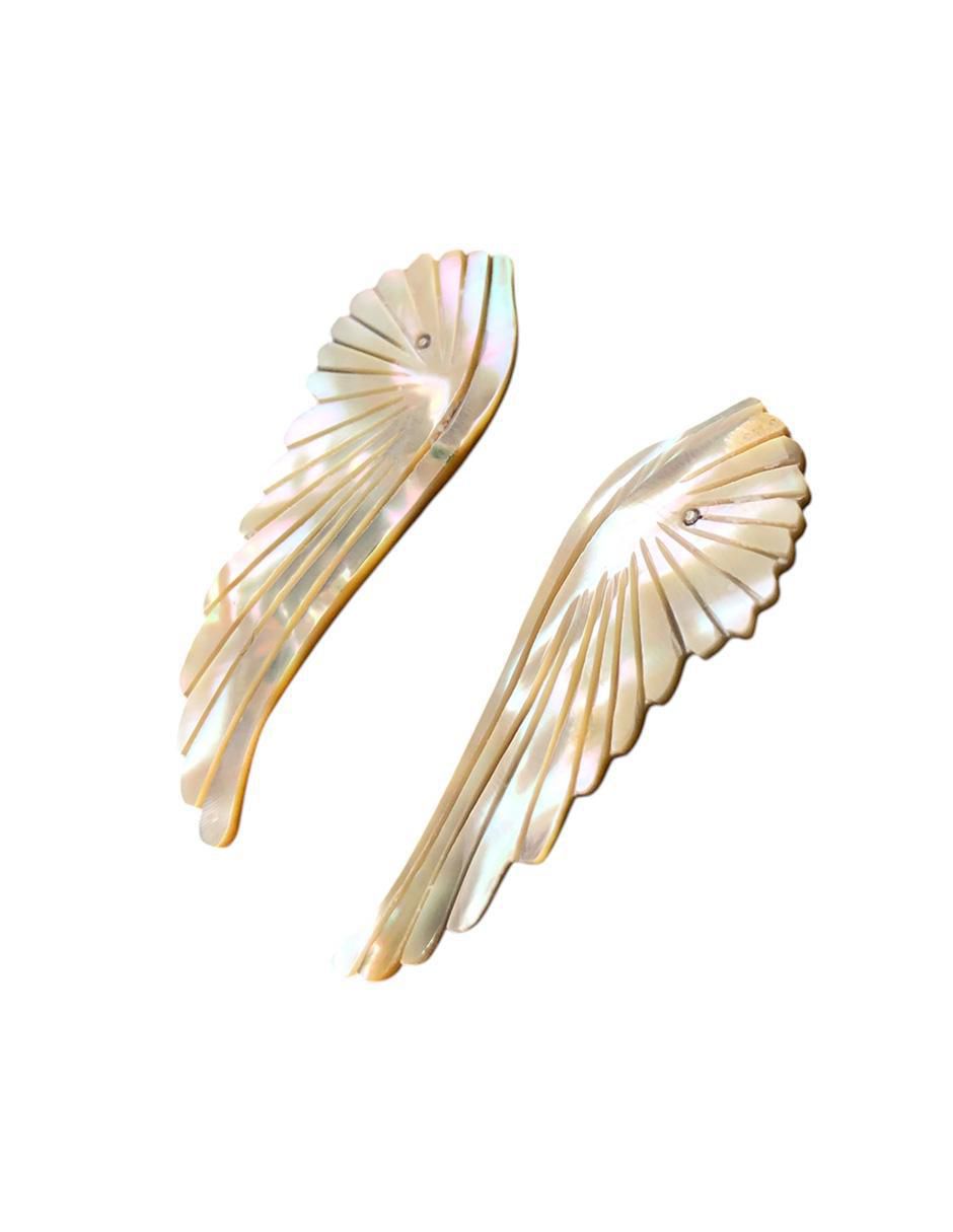Aretes largos de alas Angel con acabado brillante concha de abulón 2
