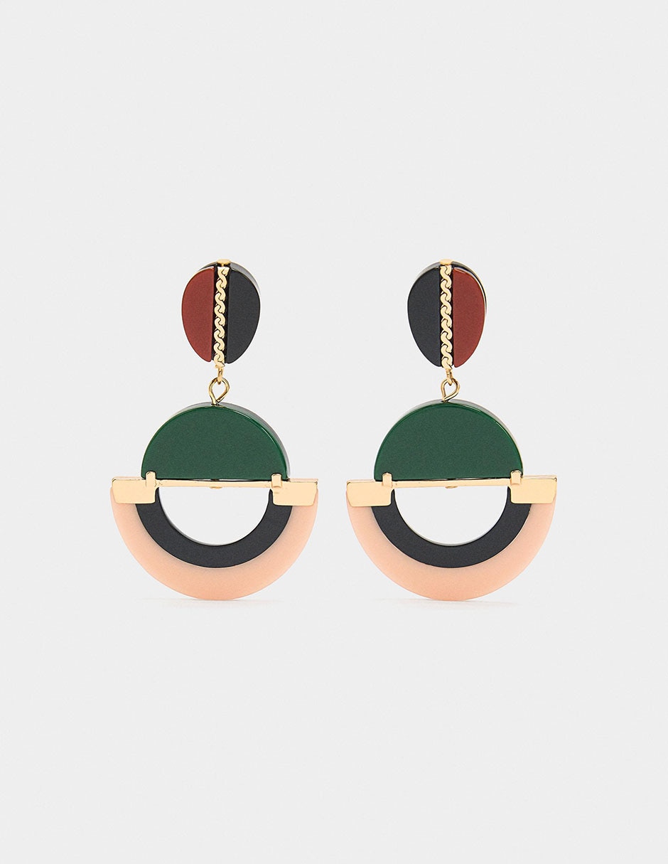 Aretes largos Funky Harmony con acabado brillante