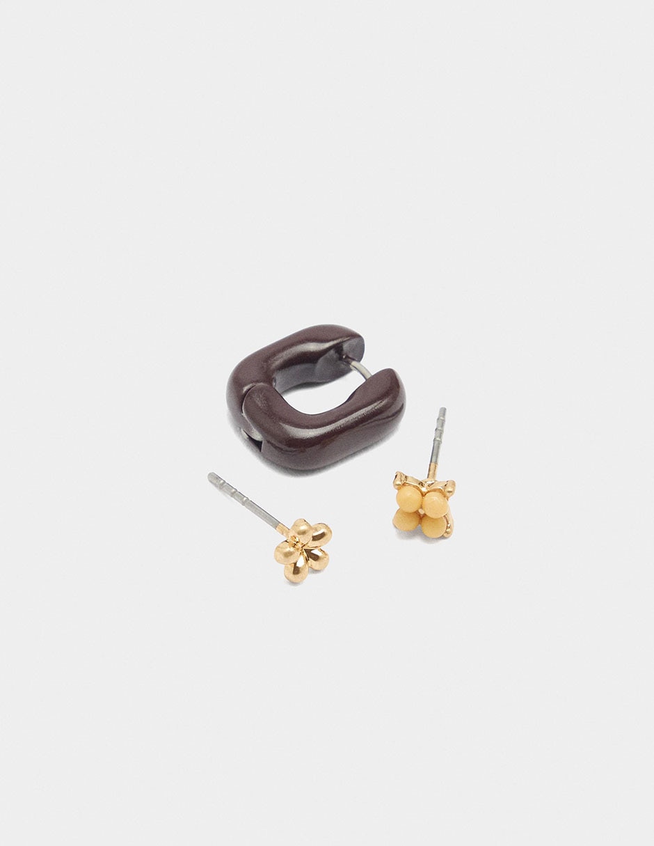 Set de aretes Petals con acabado esmaltado 2