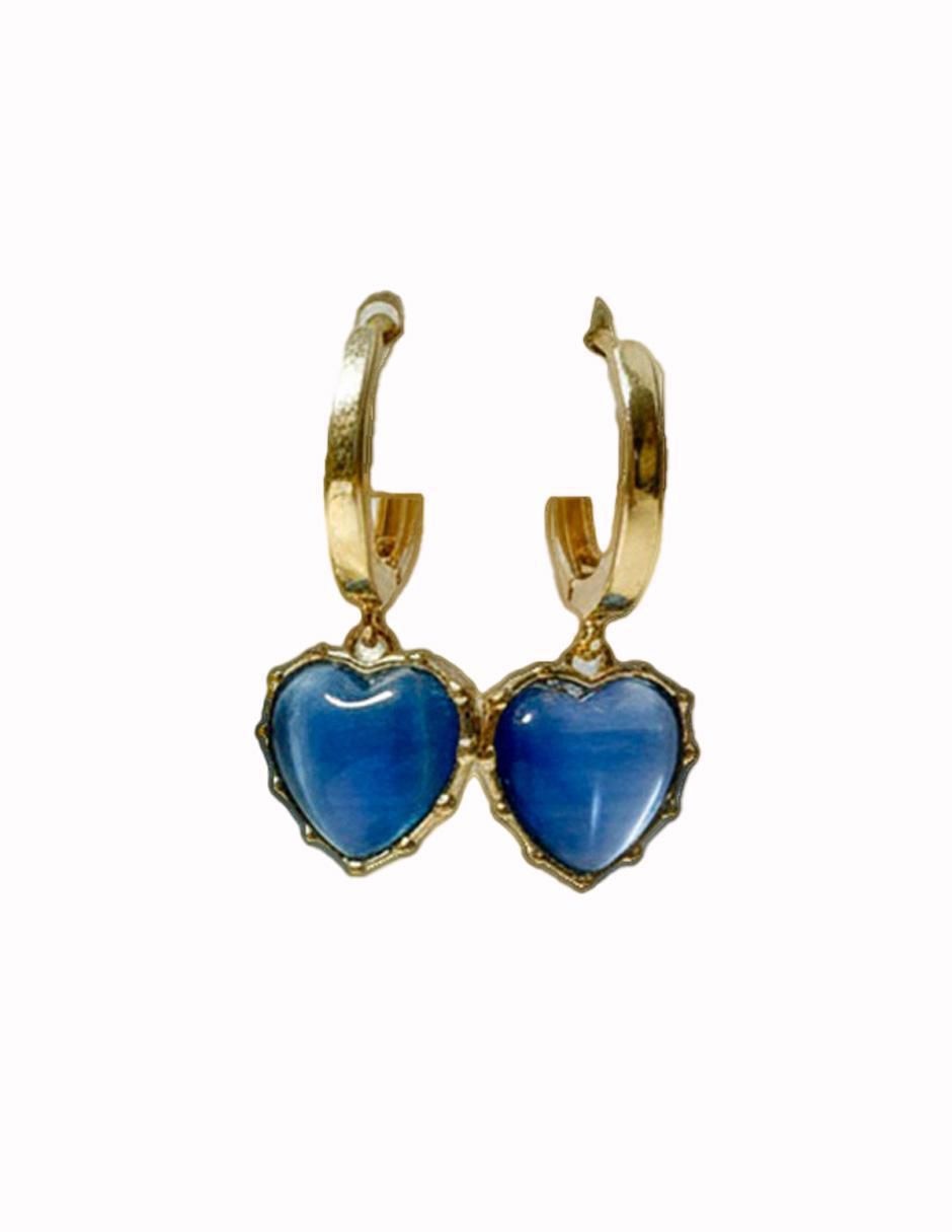 Set de aretes de corazón de oro laminado 10 K con acabado brillante zirconia cúbica 2