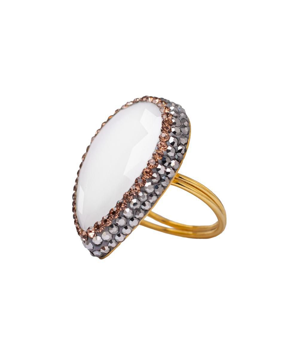 Anillo de gota Queen Farah de plata P 925 ojo de gato con acabado baño de oro 4