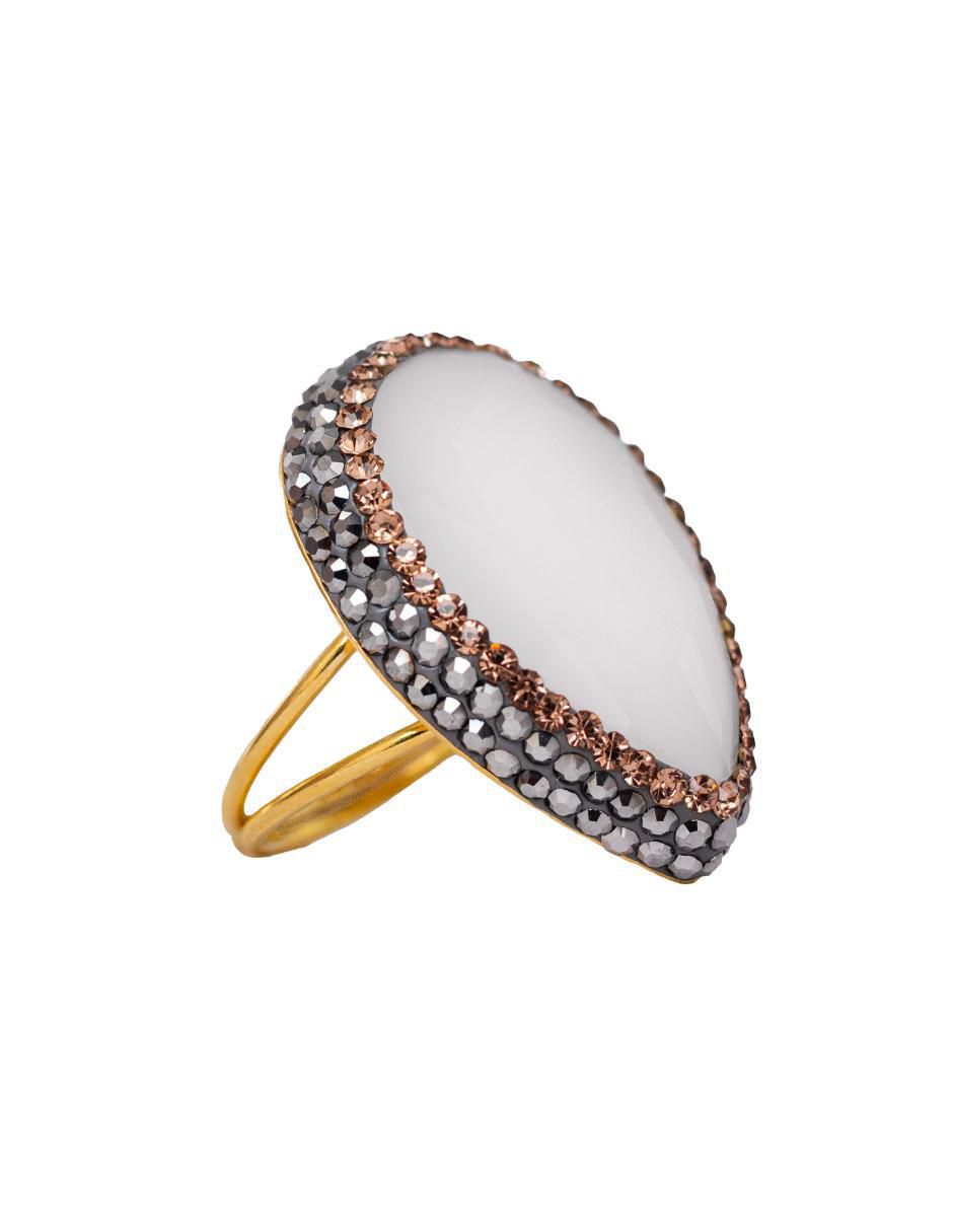 Anillo de gota Queen Farah de plata P 925 ojo de gato con acabado baño de oro 5
