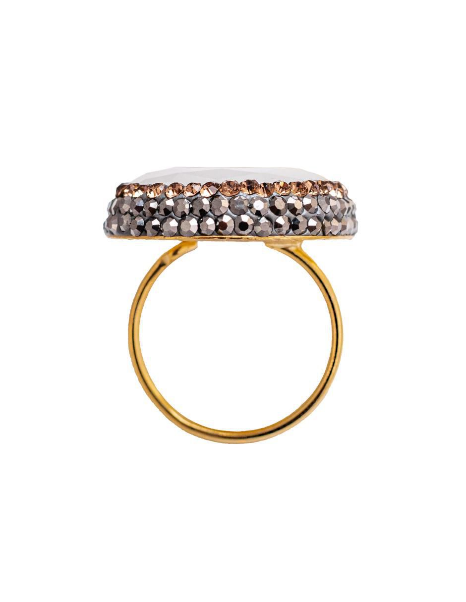 Anillo de gota Queen Farah de plata P 925 ojo de gato con acabado baño de oro 6