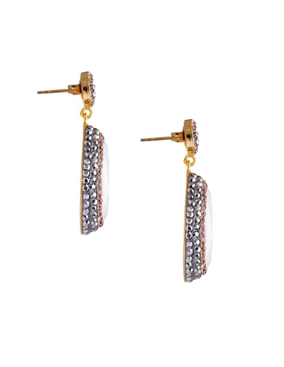 Aretes de gota Queen Farah de plata p 925 con acabado baño de oro ojo de gato 2