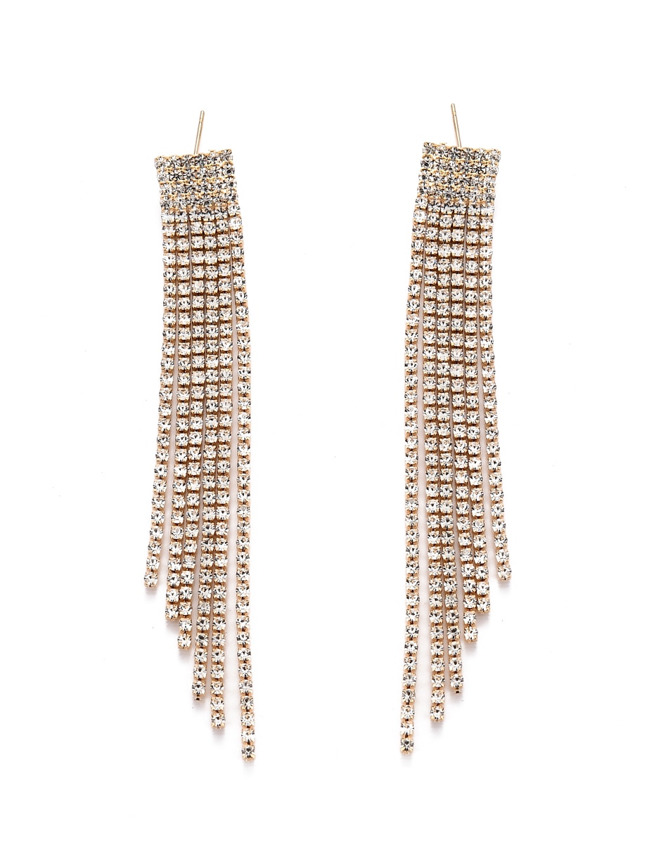 Aretes largos con acabado brillante cristal