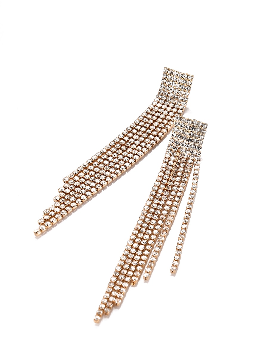 Aretes largos con acabado brillante cristal 3