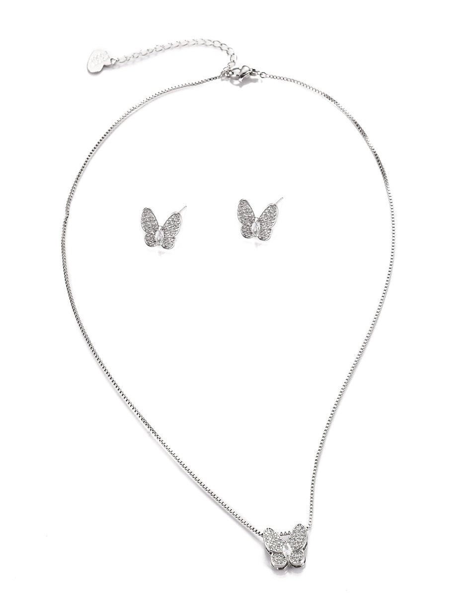 Aretes y collar de mariposa 3