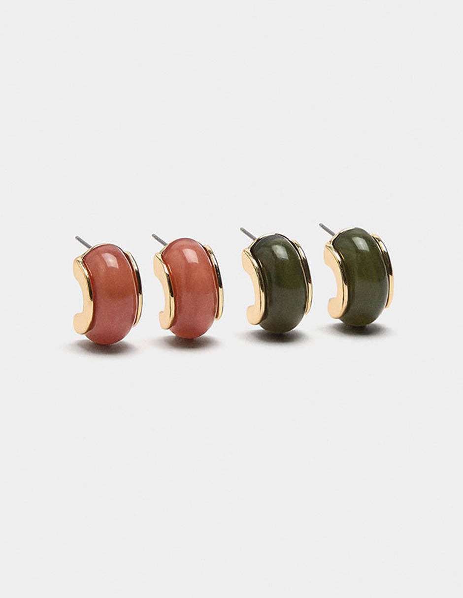 Set de aretes Maison Clay con acabado brillante