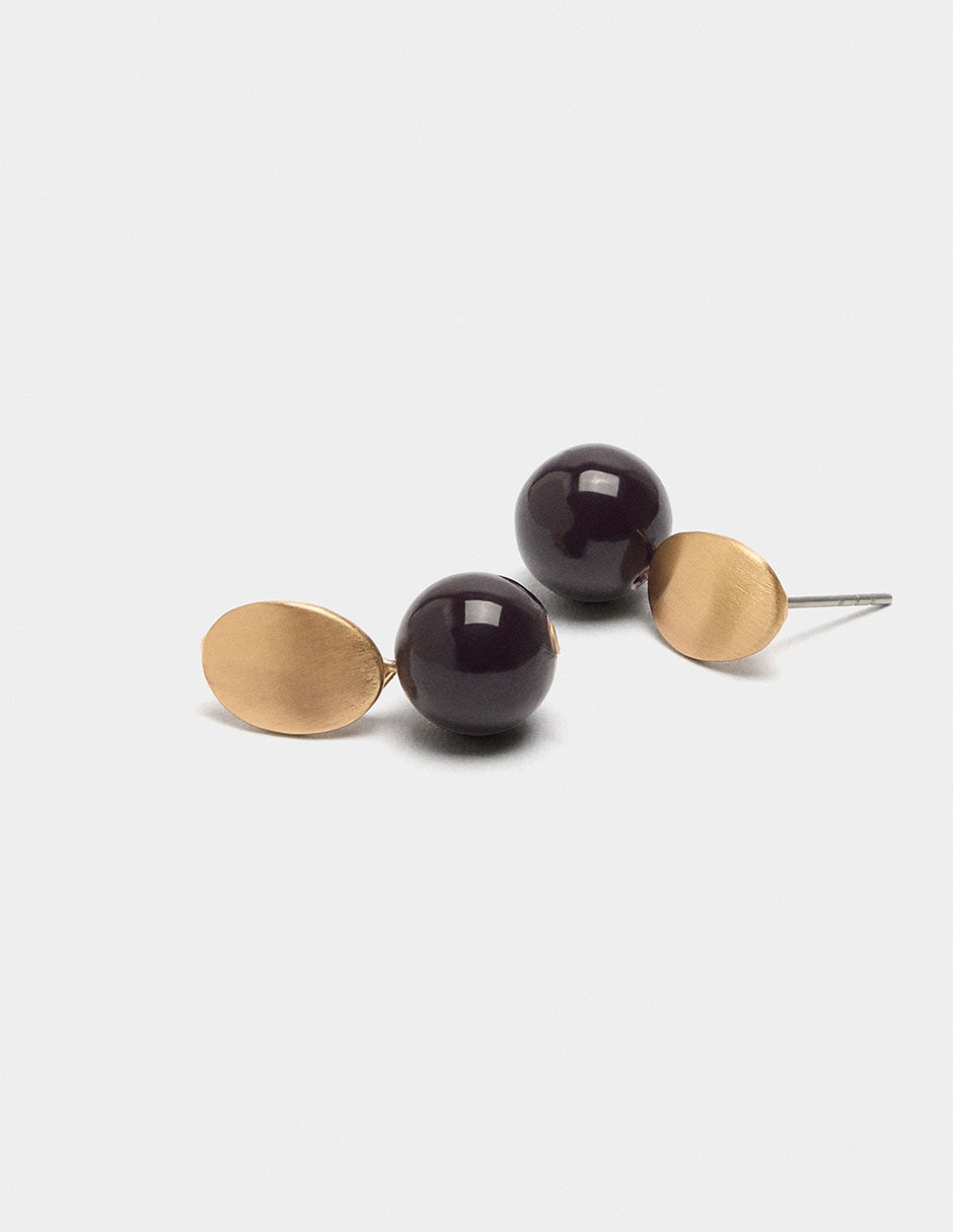 Aretes cortos de esfera Maison Clay con acabado brillante 3