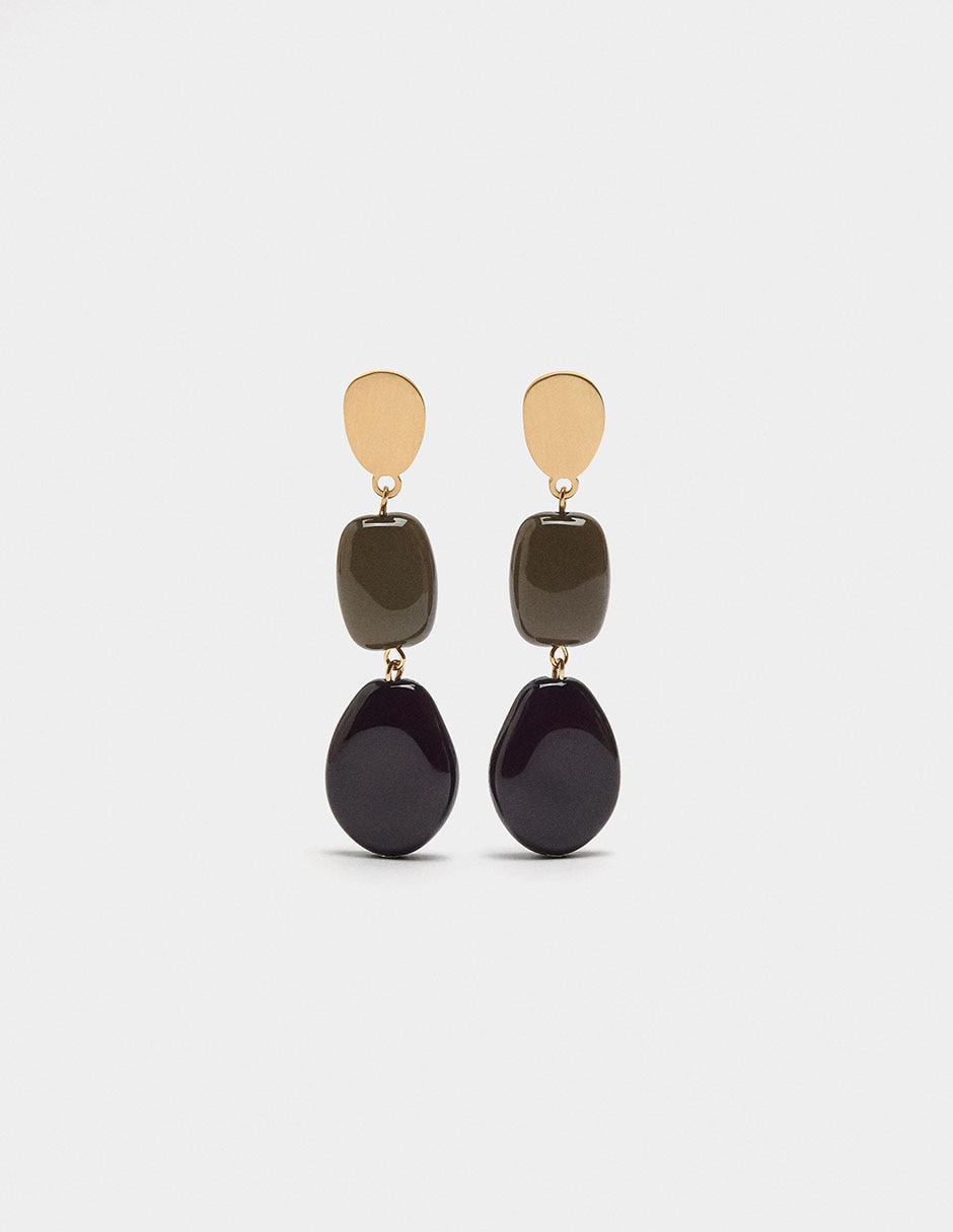 Aretes largos Maison Clay con acabado brillante