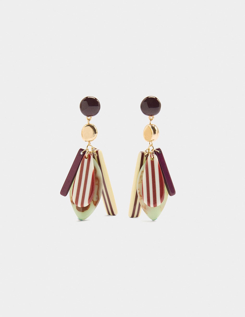 Aretes largos Wine & Dine con acabado brillante