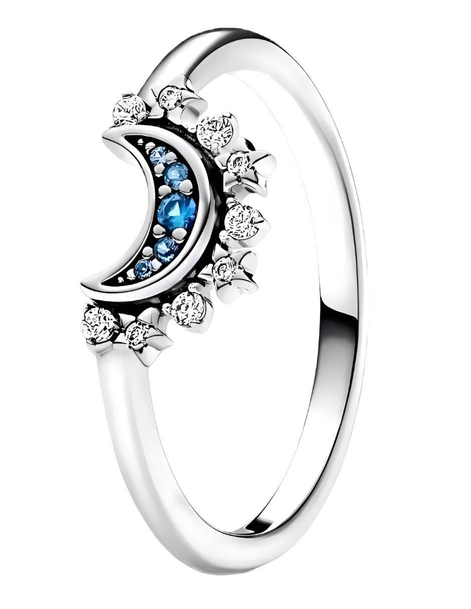 Anillo de luna P 925 de plata brillante