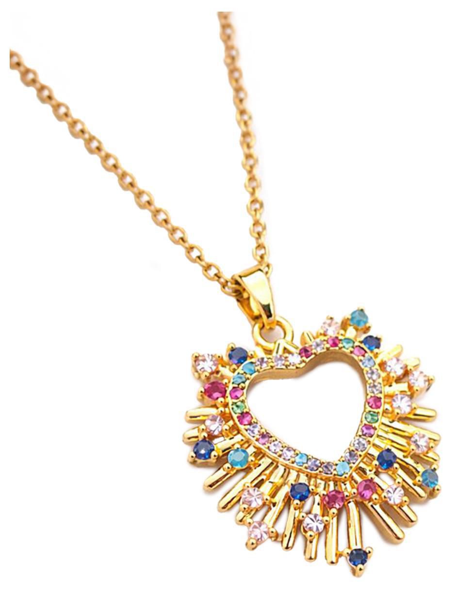 Collar con dije de corazón de oro laminado 18 k 3