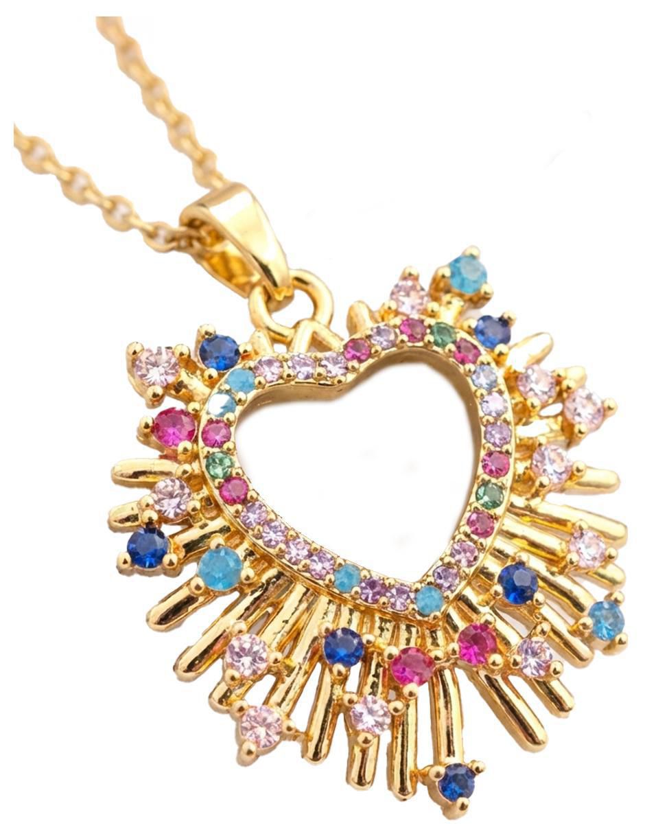 Collar con dije de corazón de oro laminado 18 k 4