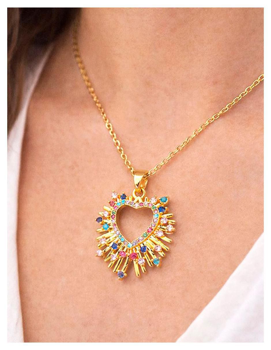Collar con dije de corazón de oro laminado 18 k 5