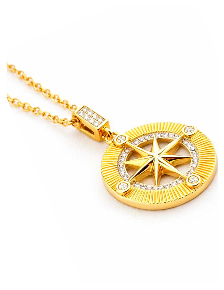 Collar de rosa de los vientos de oro laminado 18 k 3