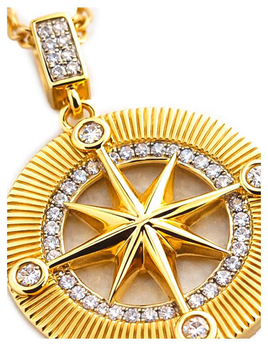 Collar de rosa de los vientos de oro laminado 18 k 4