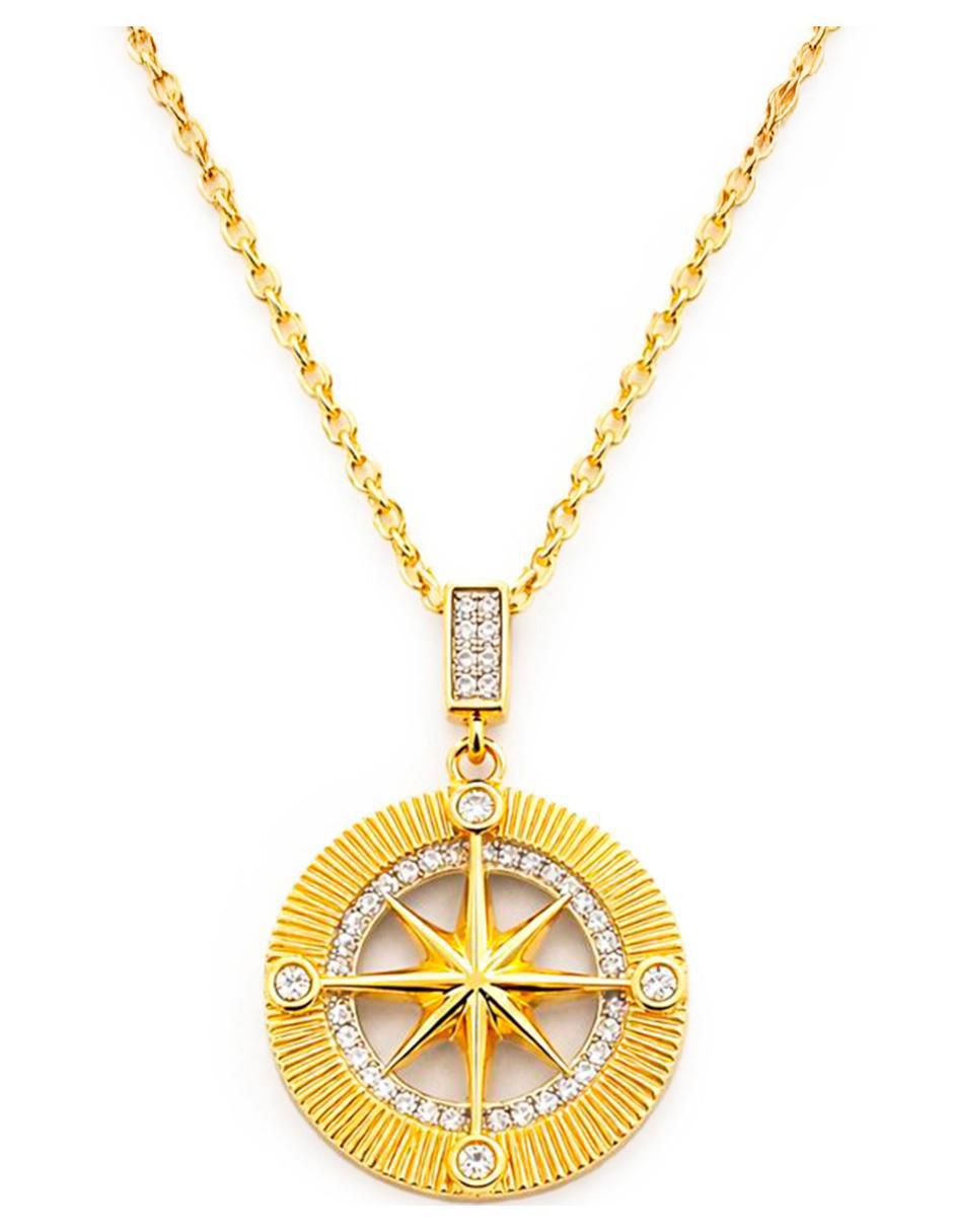 Collar de rosa de los vientos de oro laminado 18 k 5