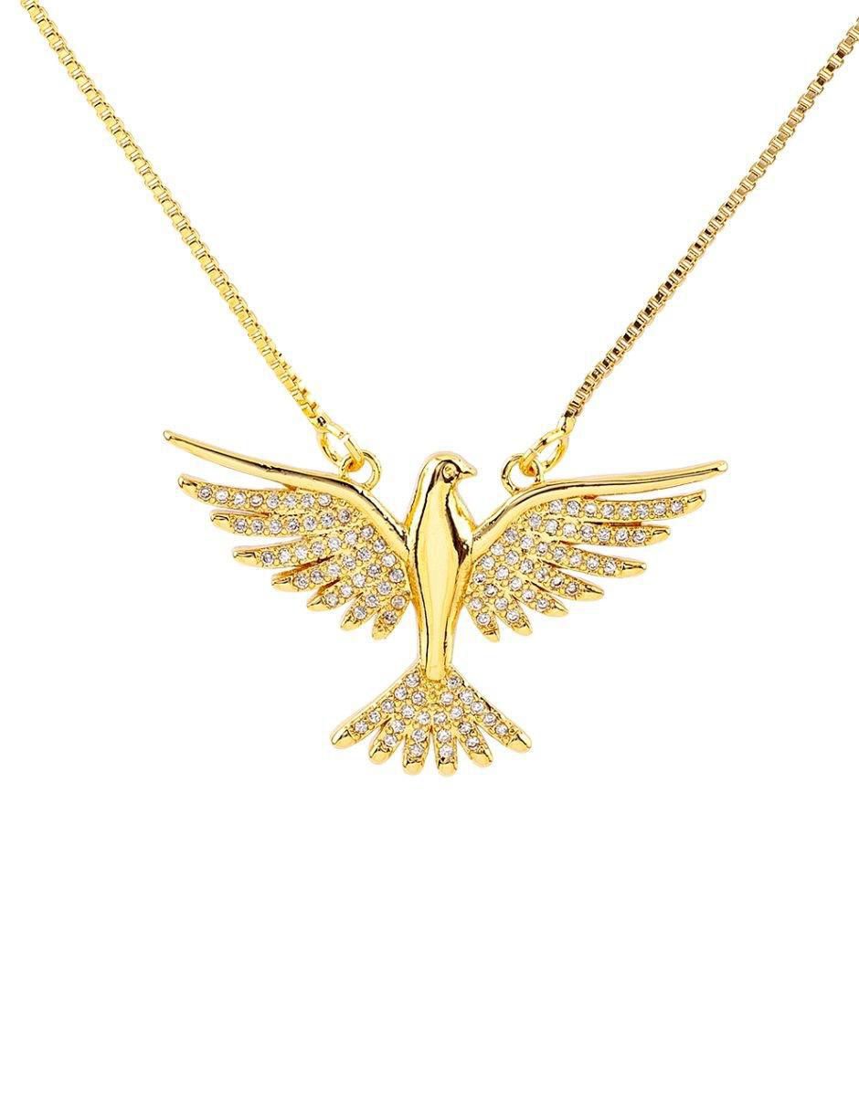 Collar con dije de paloma baño de oro 18 k