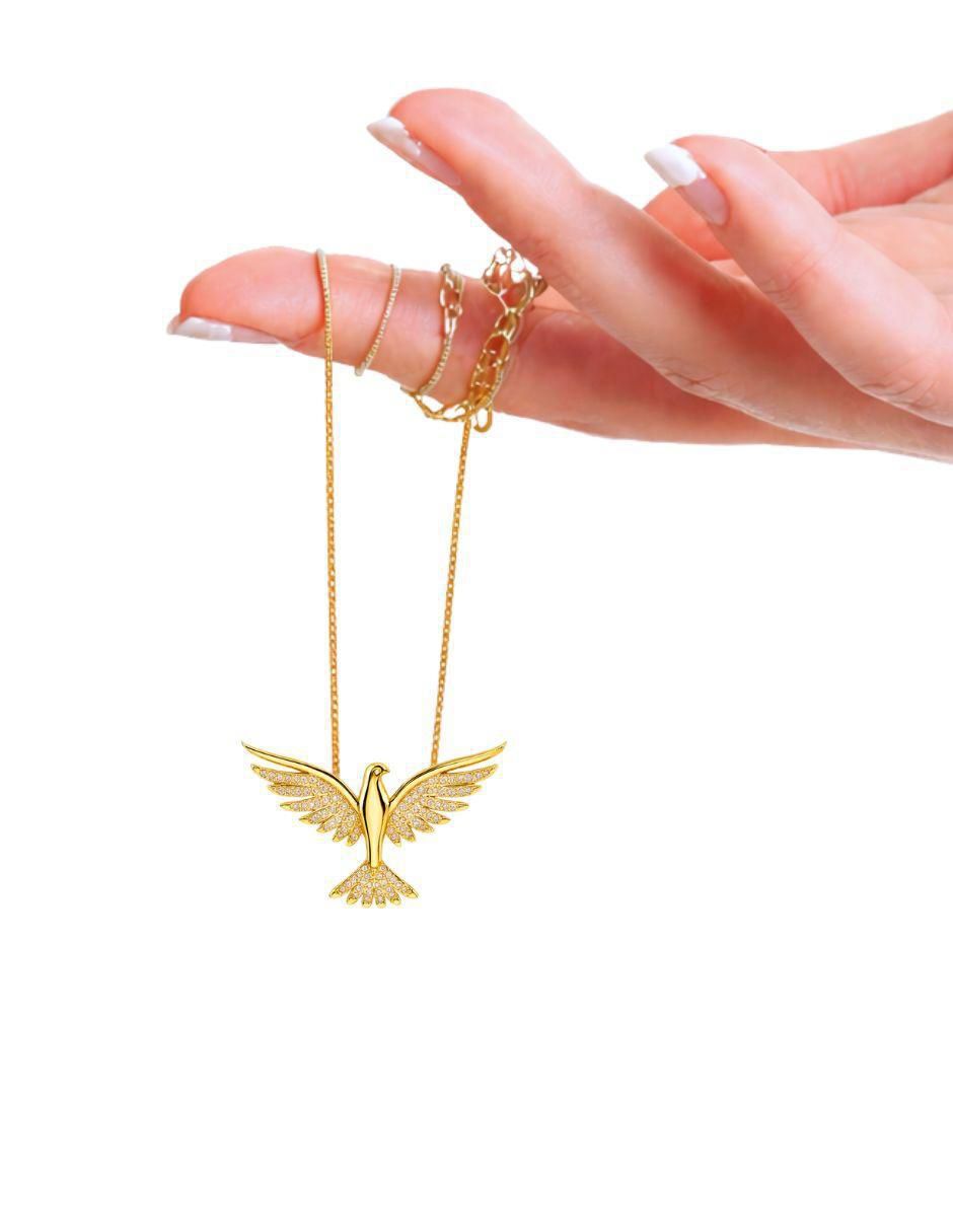 Collar con dije de paloma baño de oro 18 k 5