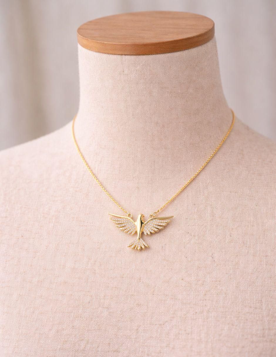 Collar con dije de paloma baño de oro 18 k 7