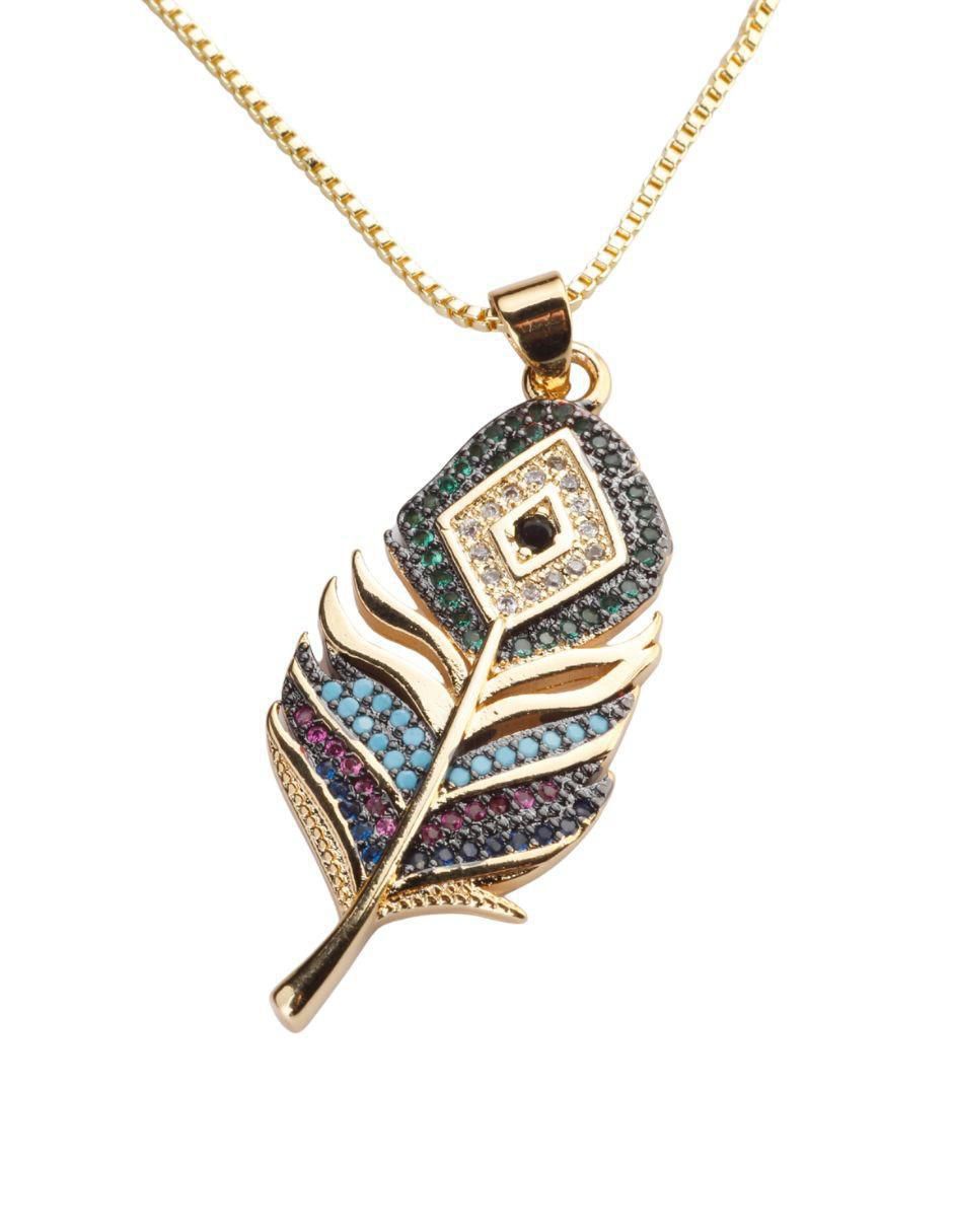 Collar con dije de pluma Navira 18 K