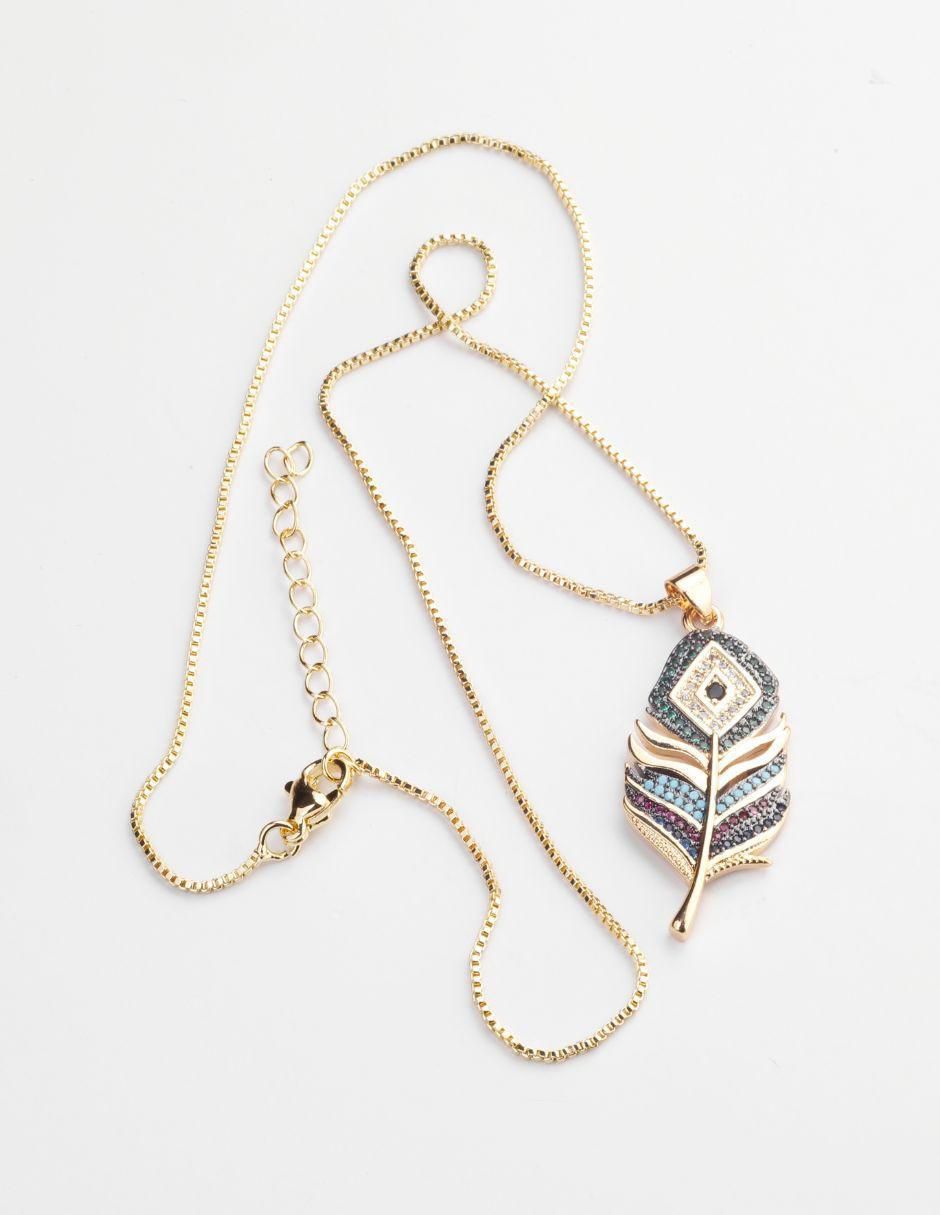 Collar con dije de pluma Navira 18 K 2
