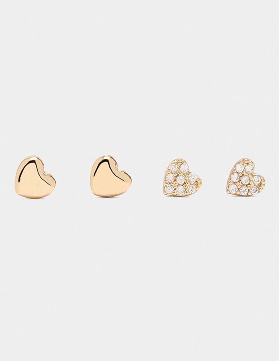 Set de aretes Golden Delicates con acabado brillante