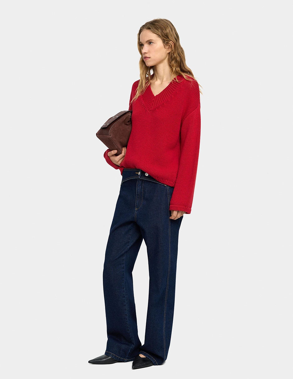 Suéter cuello V para mujer