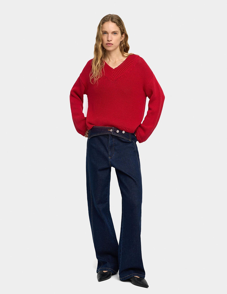 Suéter cuello V para mujer 4