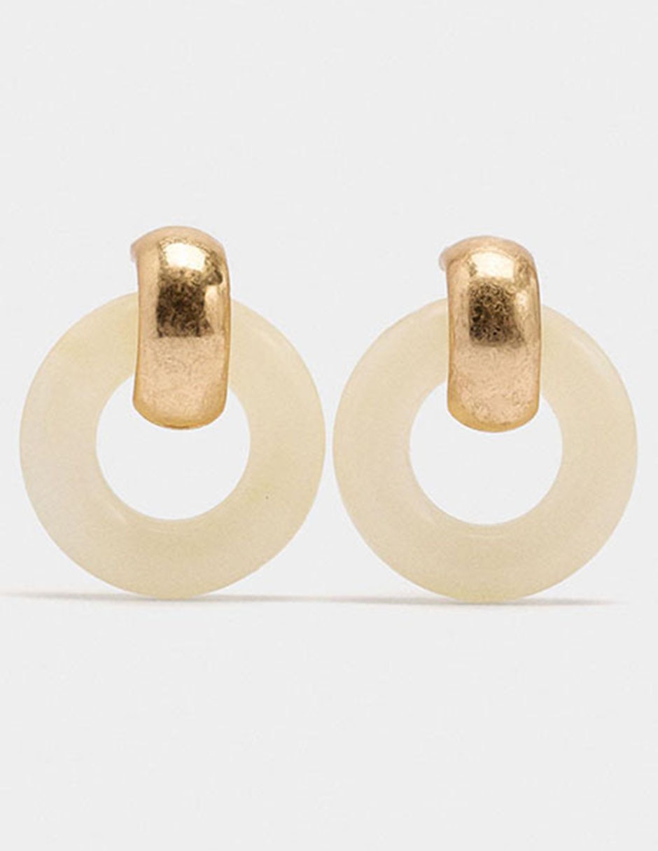 Aretes largos circulares Golden Basics con acabado pulido