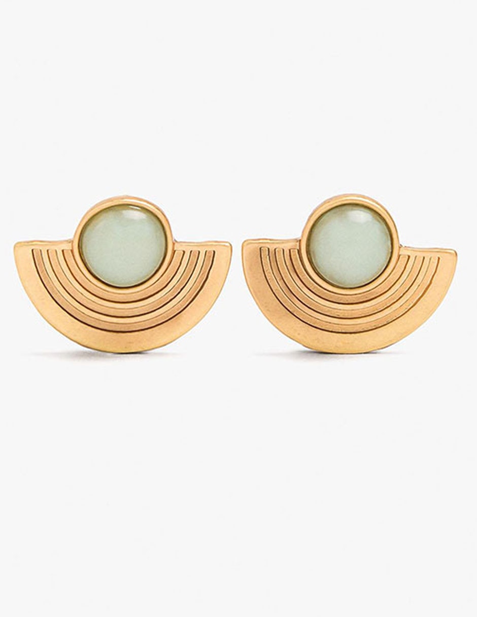 Aretes cortos de abanico Earthy con acabado esmaltado