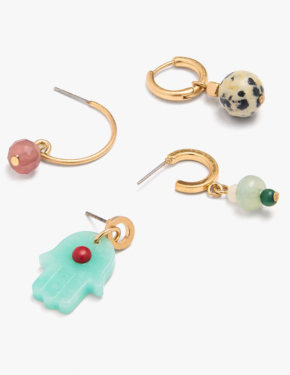 Set de aretes cortos acabado mate 2