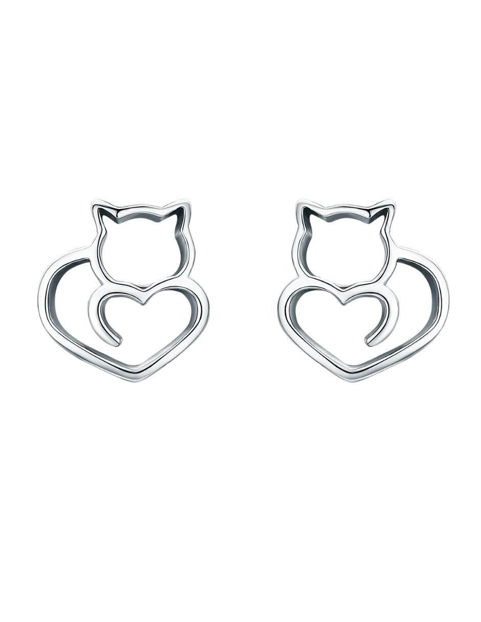 Broqueles de gato pets de plata P 925 con acabado pulido Broqueles de gato pets de plata P 925 con acabado pulido